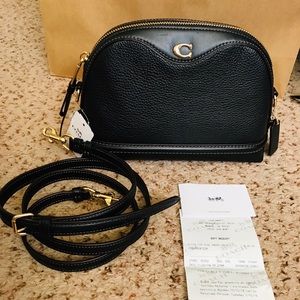 Coach Ivie Crossbody Refined Black Pebbled Leather
